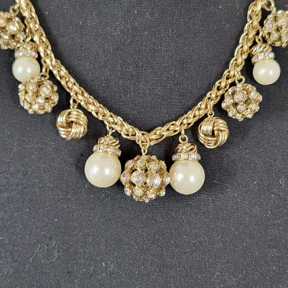 Mythologie Rhinestones & Pearl's (faux) Necklace.
